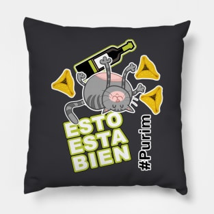 Purim Cat Esto Esta Bien - This is fine! Spanish Pillow