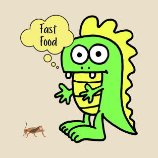 Reptile Fast Food - Cartoon Lizard T-Shirt