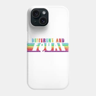 DIFFERENT AND EQUAL Retro Rainbow Stripes Equality Phone Case