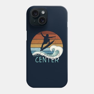 Just Found My Center Yoga Zen Surfer Green Wave Surfing Fun Phone Case