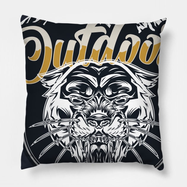 outdoor black panther Pillow by Ru Studio