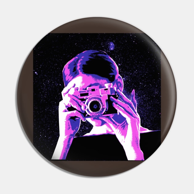 Woman Camera Black Pin by PedaDesign