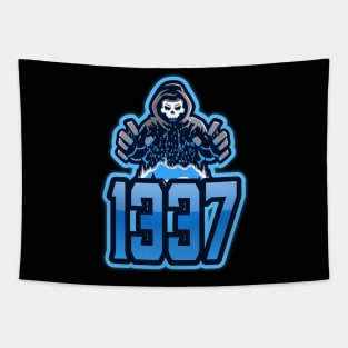 Cyber security - 1337 Hacker Blue Tapestry