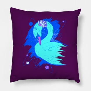 Blue Swan Among The Stars Pillow