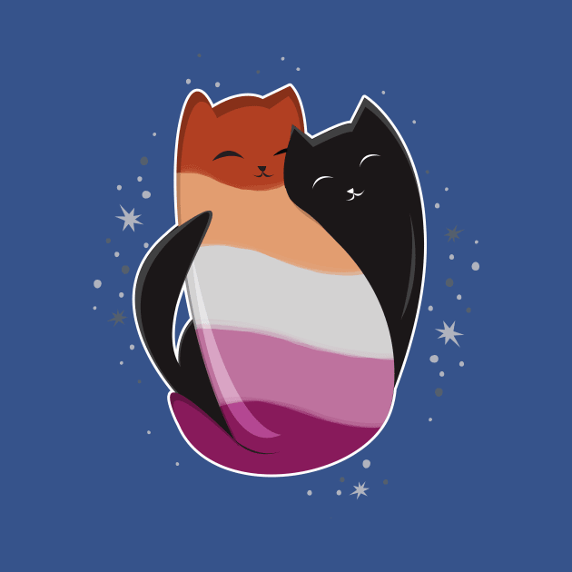 Lesbian Cat LGBT Gay Pride Flag by Psitta