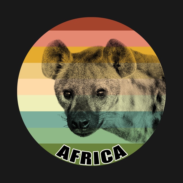 Spotted Hyena Portrait on Vintage Retro Africa Sunset by scotch