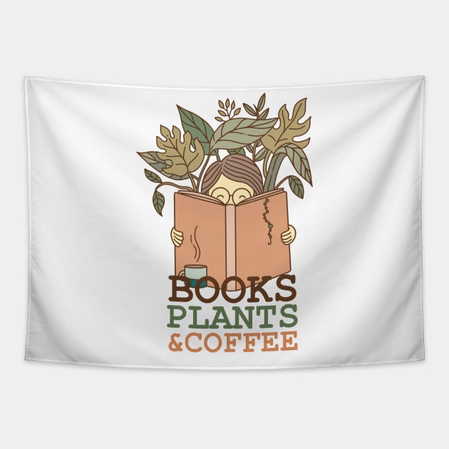 Books Plants and Coffee Tapestry by ShirtHappens