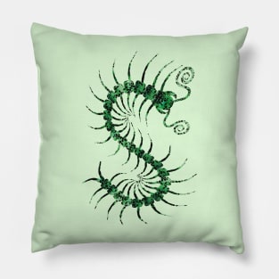 Black on Green Centipede Pillow