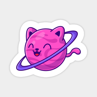 Cute Cat Planet Cartoon Magnet