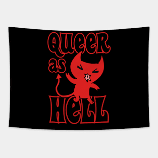 Queer as Hell Cute Demon Tapestry