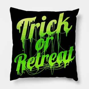 Green Spiderweb Letter Trick Or Retreat Halloween Pillow