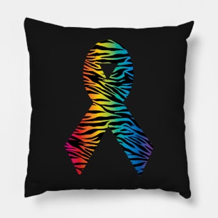 Awareness Ribbon - Rainbow Pillow