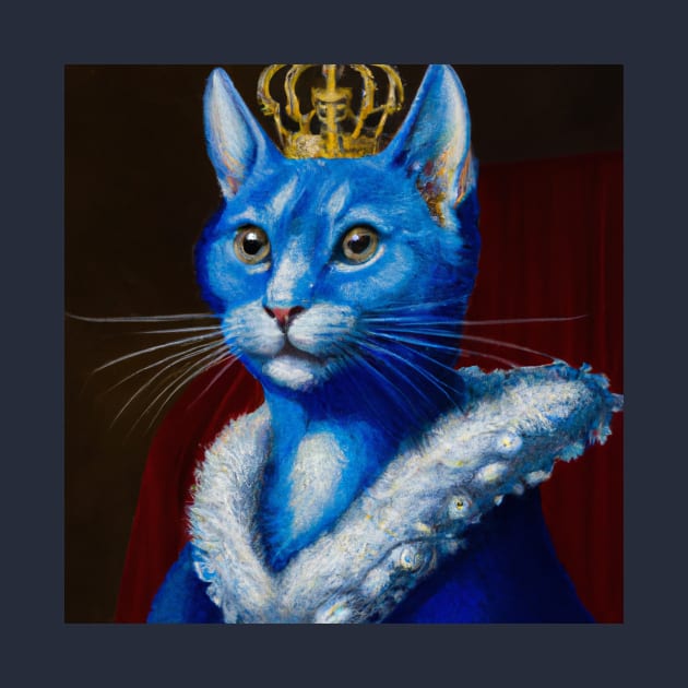 Royal Blue Cat Wearing Crown by Star Scrunch