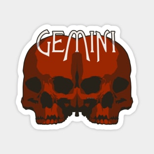 Red Gemini Twins Skulls Magnet