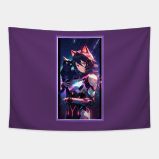 Anime Cute Cat Girl | Sci-Fi Manga Girl Anime Art Tapestry