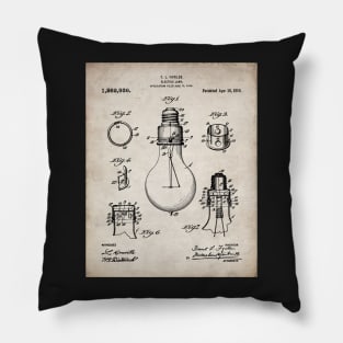 Electric Lamp Patent - Housewarming Home Hallway Art - Antique Pillow