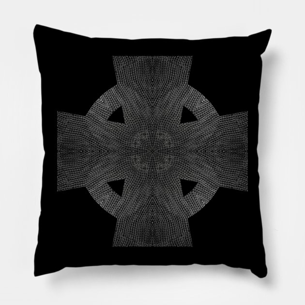 Silver Chainmaille Celtic Cross Pillow by Bluedaisy66