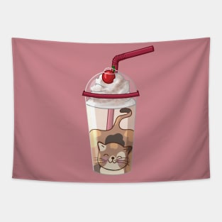 Adorable Cat Milkshake Tapestry