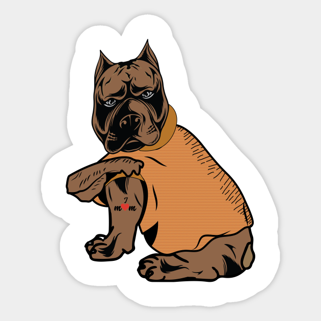 funny dog pitbull i love mom tattoo gift design