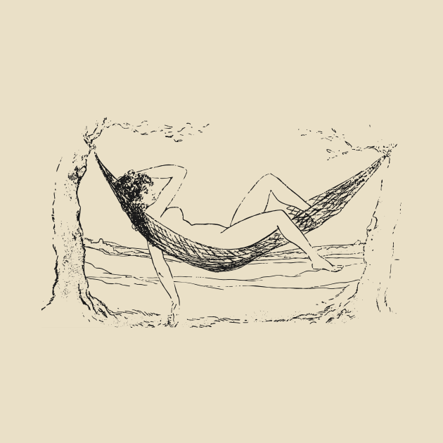 Vintage nude woman in a hammock - black by PharaohCloset