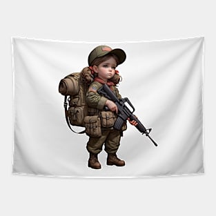 The Little Girl and a Toy Gun Tapestry