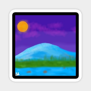 mountain night view Magnet