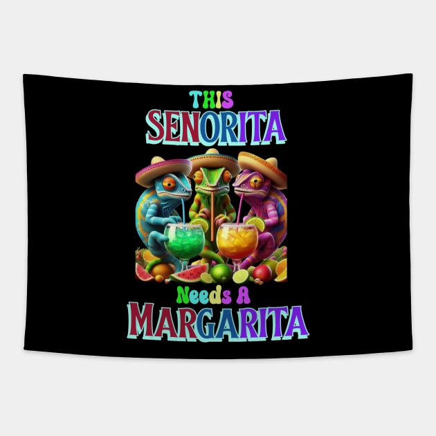 Fiesta Caliente senorita needs a margarita Tapestry by coollooks