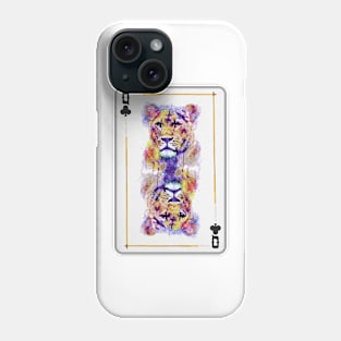 Lioness Head Queen of Clubs Playing Card Phone Case