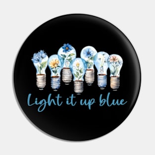 Autism Light It Up Blue Flower Pin