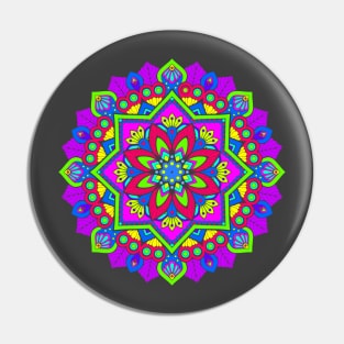 Bright Colorful Mandala Art Pin