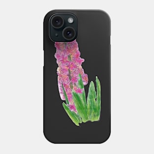 Pink, Purple Hyacinth Botanical Drawing Phone Case