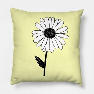 Black and White Daisy Flower Pillow