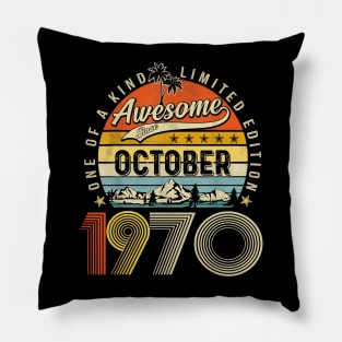 Awesome Since October 1970 Vintage 53rd Birthday Pillow