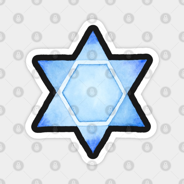 STAR OF DAVID in Blue Watercolor Magnet by VegShop