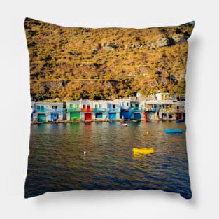 Fishing village - Milos island Pillow