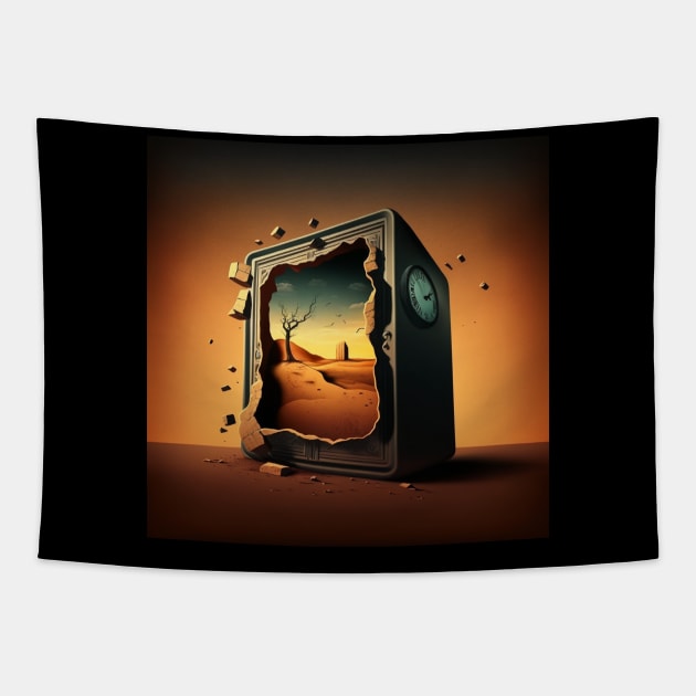 The Persistence of Memory by Salvador Dali illustration Tapestry by KOTYA