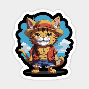 Cat straw hat Magnet