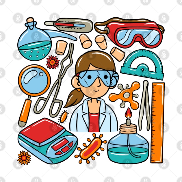 Woman Scientist Kawaii Doodle by MEDZ