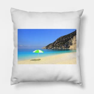 Sun, Sea and Shade - Myrtos Beach Pillow