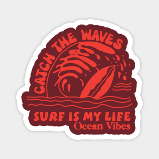 Vintage surf wave typography Magnet