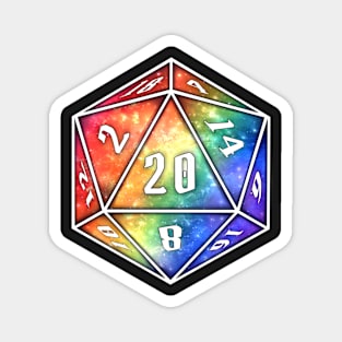 Rainbow Galactic D20 Magnet