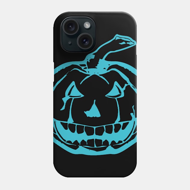 Angry Teal Pumpkin Jackolantern Phone Case by LucyMacDesigns