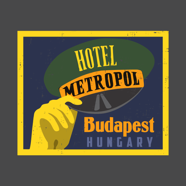 Vintage hotel luggage stamp tourist travel Budapest Hungary by BigMRanch