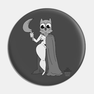 Cute but Creepy Owl Girl in Black & White Pin