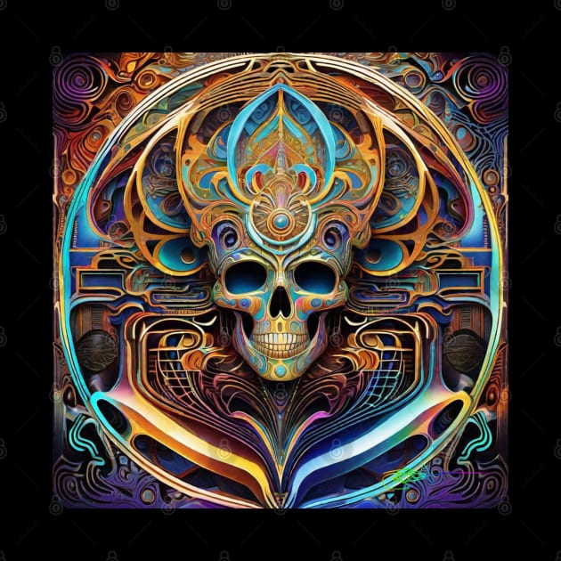 Cosmic Psychedelic Skull - Trippy Patterns 157 by Benito Del Ray