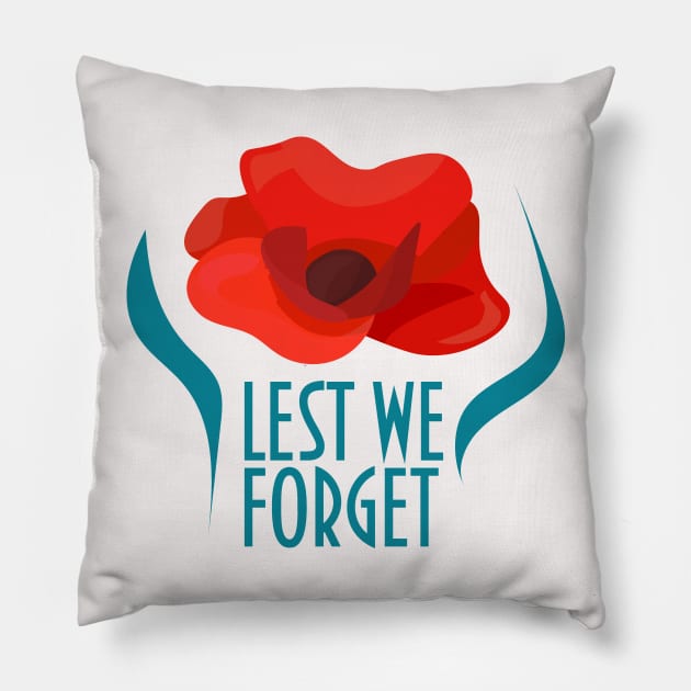 Remembrance day poppy. Lest we forget. Pillow by tatadonets