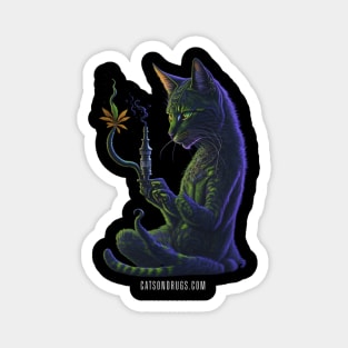 Techno T-Shirt - Psychedelic Techno Cat - Catsondrugs.com - Techno, rave, edm, festival, techno, trippy, music, 90s rave, psychedelic, party, trance, rave music, rave krispies, rave flyer T-Shirt Magnet