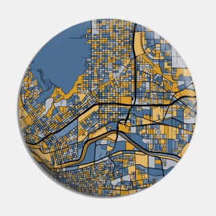 El Paso Map Pattern in Blue & Gold Pin