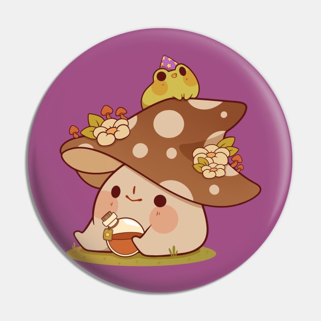 Witchy mushroom and frog Pin by Rihnlin