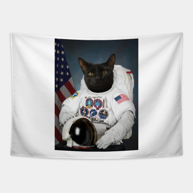 Black Cat Astronaut (Nasa Employee Photo) Tapestry by treszurechest